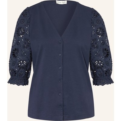 Phase Eight Bluse Eleanor Im Materialmix Mit Lochspitze blau