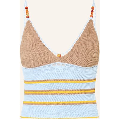 Claudie Pierlot Häkeltop Mit Schmuckperlen blau