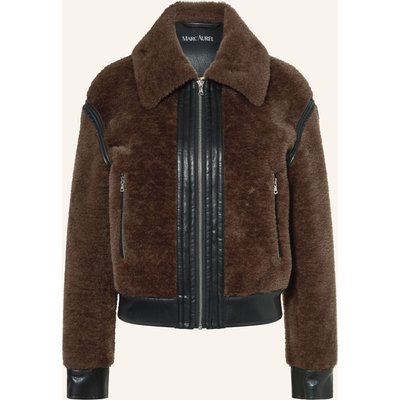 Marc Aurel Kunstfell-Jacke Im Materialmix braun