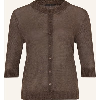 Opus Strickjacke Datina Mit Leinen braun