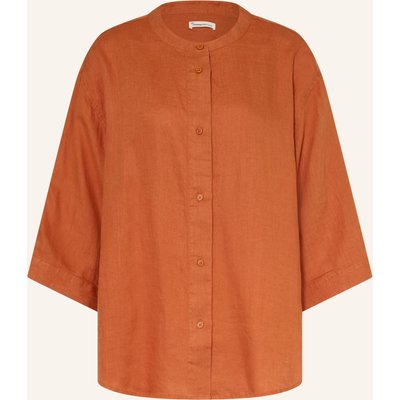 Knowledgecotton Apparel Leinenbluse Mit 3/4-Arm rot