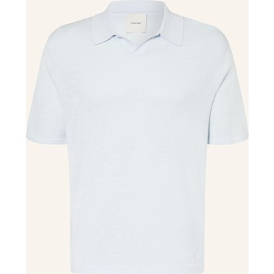 Calvin Klein Strick-Poloshirt Mit Leinen blau