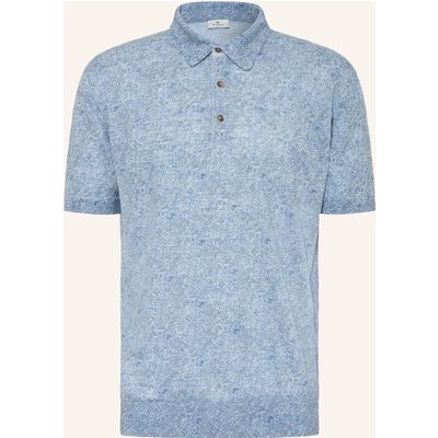 Etro Strick-Poloshirt Regular Fit Aus Leinen blau