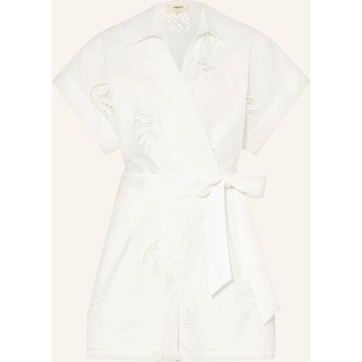Suncoo Jumpsuit Tracy In Wickeloptik Mit Lochspitze weiss