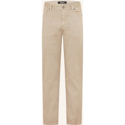 Zegna Hose Slim Fit Mit Leinen beige
