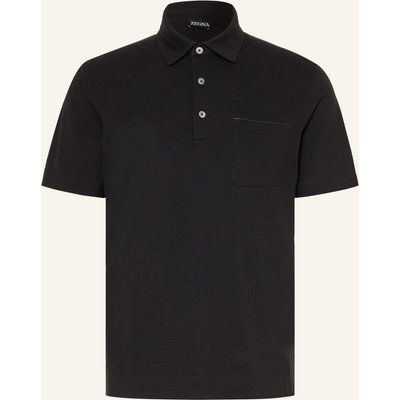 Zegna Piqué-Poloshirt schwarz