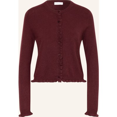 Darling Harbour Strickjacke Aus Cashmere Mit Rüschen rot