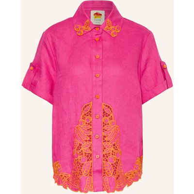 Farm Rio Hemdbluse Aus Leinen Mit Lochspitze pink