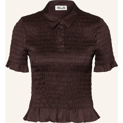 Baum Und Pferdgarten Satin-Poloshirt Myka Mit Rüschen braun
