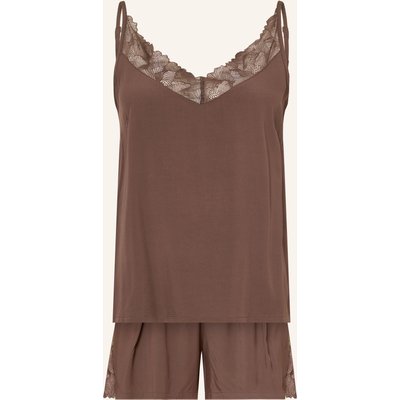 Schiesser Shorty-Schlafanzug Modern Lace braun