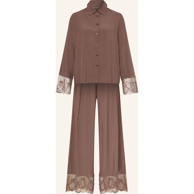 Schiesser Schlafanzug Modern Lace braun
