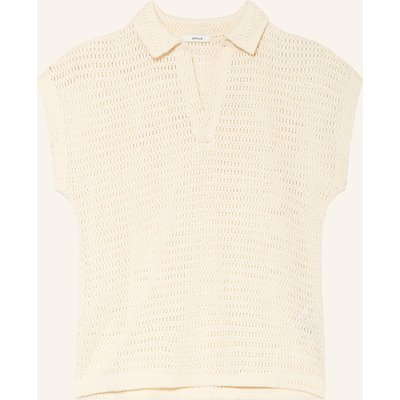 Opus Häkel-Poloshirt Somona weiss