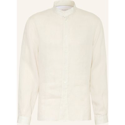 Brunello Cucinelli Leinenhemd Easy Fit Mit Stehkragen weiss