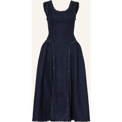 Self-Portrait Bouclé-Kleid Mit Glitzergarn Und Pailletten blau