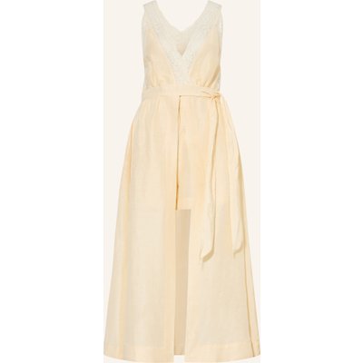 Sandro Wickelkleid Mit Leinen Und Spitze gelb