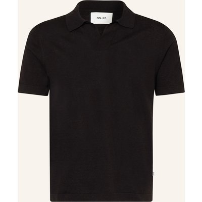 Nn.07 Strick-Poloshirt Ryan Mit Leinen schwarz