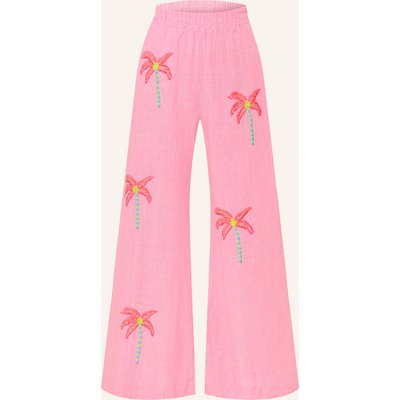 Grace Marlenehose Aus Leinen Mit Pailletten pink