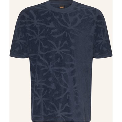 Boss T-Shirt Flower Aus Frottee blau