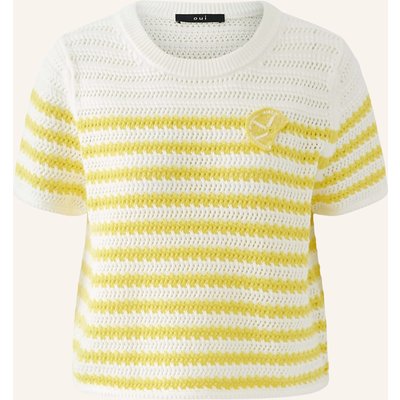 Oui Strickshirt Mit Pailletten weiss
