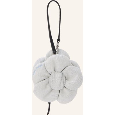 Marc Jacobs Taschenanhänger The Cookie Pouch Charm Denim Fringes Flowers weiss