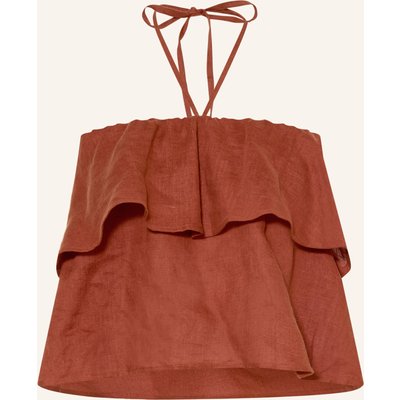 Drykorn Leinentop Rivana Mit Volants braun
