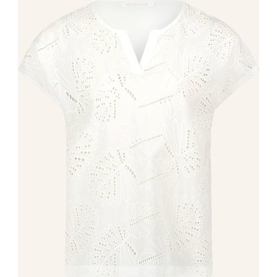 Betty&Co T-Shirt Im Materialmix Mit Lochspitze weiss