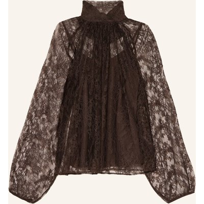 Mrs & Hugs Blusenshirt Aus Spitze Mit Schluppe braun