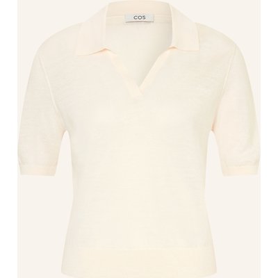 Cos Strick-Poloshirt Mit Leinen weiss
