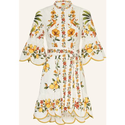 Farm Rio Kleid Lemon Bouquet Mit 3/4-Arm Und Rüschen weiss