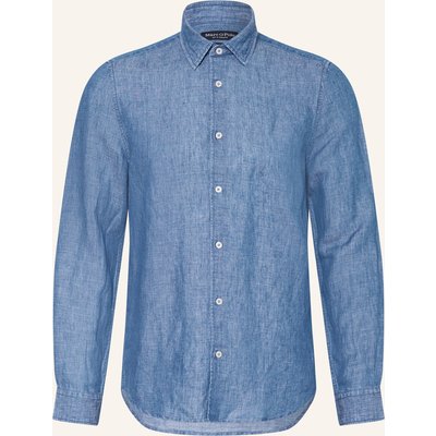 Marc O'polo Hemd Shaped Fit Mit Leinen blau