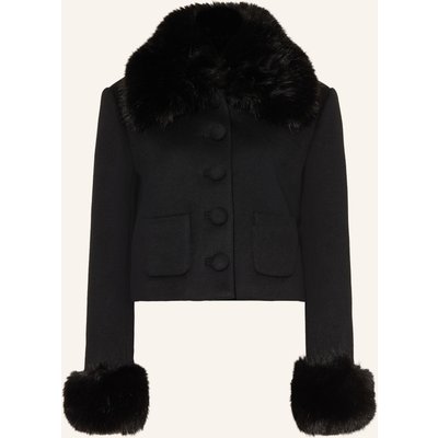 Self-Portrait Kastenjacke Mit Abnehmbarem Kunstfell schwarz