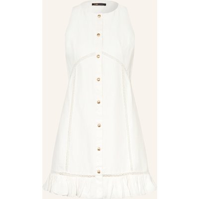 Maje Kleid Mit Leinen Und Rüschen weiss