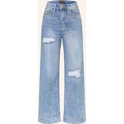 Miss Goodlife Flared Jeans Mit Schmucksteinen blau