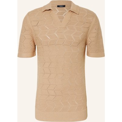 Reiss Strick-Poloshirt Belfort braun