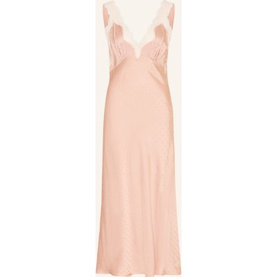 Sandro Satinkleid Mit Spitze Und Schmucksteinen beige