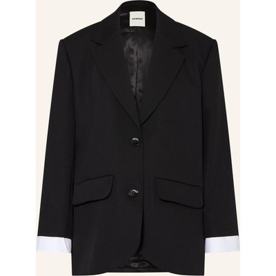 Sandro Blazer Im Materialmix Mit Leinen schwarz
