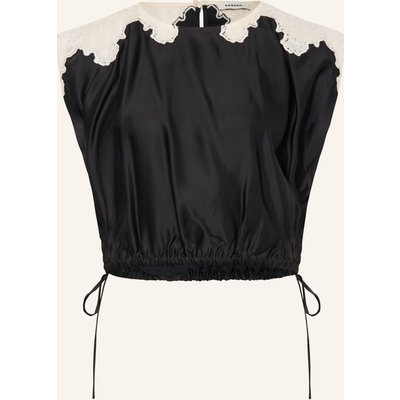 Sandro Cropped-Blusentop Aus Satin schwarz