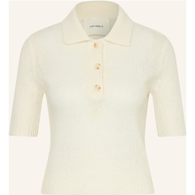 Lisa Yang Strick-Poloshirt Masy Mit Cashmere weiss