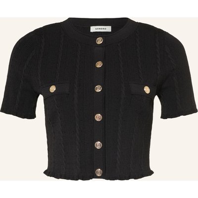 Sandro Strickjacke Mit Rüschen schwarz