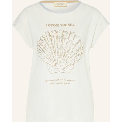 Cartoon T-Shirt Mit Schmucksteinen Und Glitzergarn beige