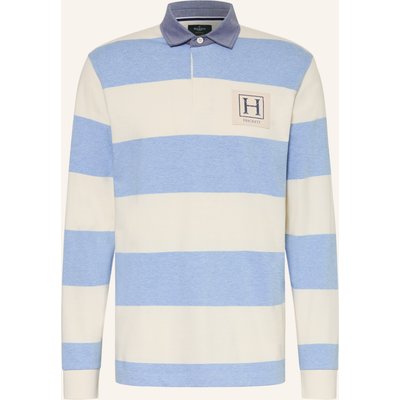Hackett London Strick-Poloshirt Im Materialmix blau