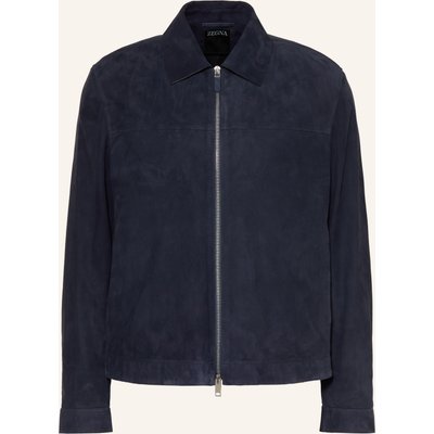 Zegna Lederjacke blau