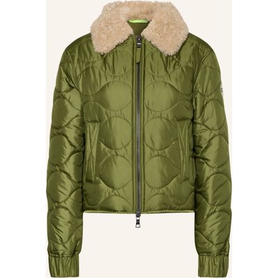No.1 Como Steppjacke Massa Mit Abnehmbarem Kunstfell gruen