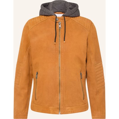 Milestone Lederblouson Msflavio Mit Abnehmbarer Kapuze braun