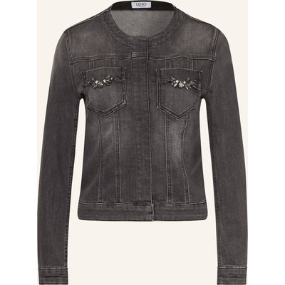 Liu Jo Jeansjacke Mit Schmucksteinen grau