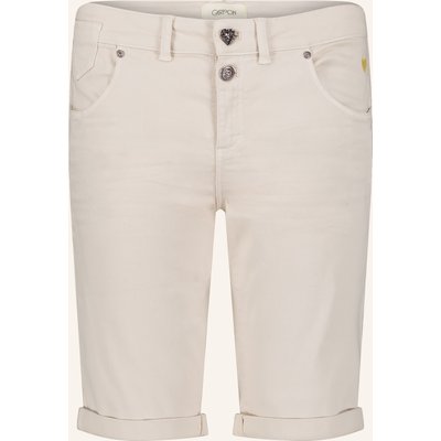 Cartoon Jeans-Bermudas Mit Schmucksteinen beige