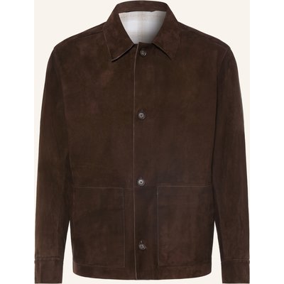 Boss Leder-Overjacket Mandrian braun