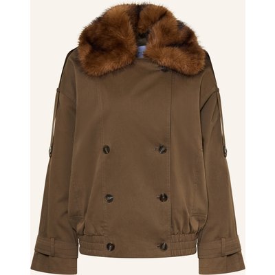 Mrs & Hugs Jacke Mit Abnehmbarem Kunstfell-Kragen gruen