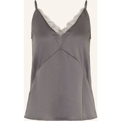 Luisa Cerano Blusentop Aus Satin Mit Spitze grau