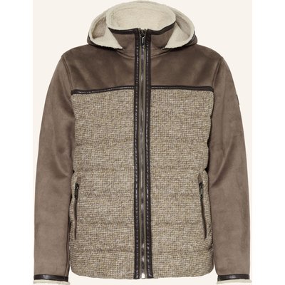 Milestone Steppjacke Msabano Im Materialmix Mit Abnehmbarer Kapuze beige